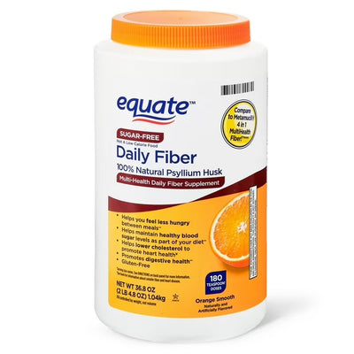 Equate | Fibra de Cáscara de Psyllium Sin Azúcar | 1.04 Kg Sabor Naranja | Salud Digestiva