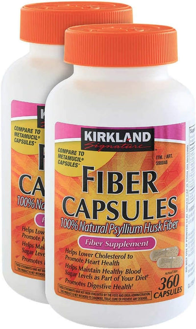 Kirkland Signature | Fibra de Cáscara de Psyllium | 360 Cápsulas de Fibra | Salud Digestiva