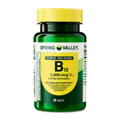 Spring Valley | Vitamina B 12 1000 mcg | 60 Tabletas | Apoyo al Metabolismo