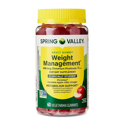 Spring Valley | Picolinato de Cromo 400 mcg | 60 Gomitas | Control de Peso