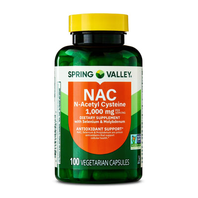 Spring Valley | NAC (N-Acetil Cisteína) 1,000 mg | 100 Cápsulas Vegetarianas | Salud Inmunológica