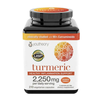 Youtheory | Cúrcuma 2250 mg | 210 Cápsulas Vegetarianas | Soporte Antinflamatorio