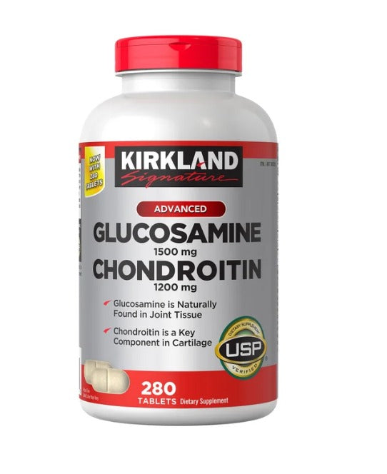 Kirkland Signature | Glucosamina & Condroitina 1500 mg / 1200 mg | 280 Tabletas | Salud Articular
