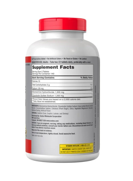Kirkland Signature | Glucosamina & Condroitina 1500 mg / 1200 mg | 280 Tabletas | Salud Articular