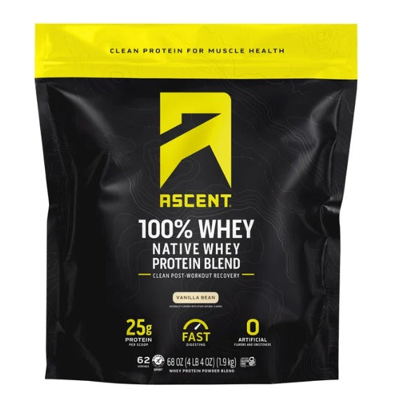 Ascent | Proteína 100% Whey 4.25 lbs /1.9 kg | Sabor Vainilla| Fuerza y Rendimiento