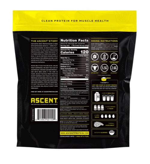 Ascent | Proteína 100% Whey 4.25 lbs /1.9 kg | Sabor Vainilla| Fuerza y Rendimiento