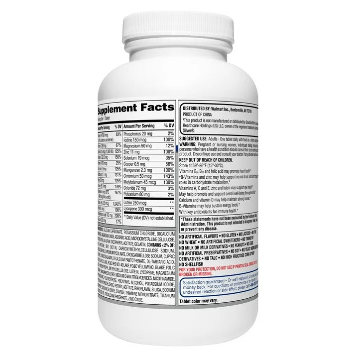 Equate | Multivitamínico/Multimineral  Adultos 50+ | 450 Tabletas | Multivitamínico