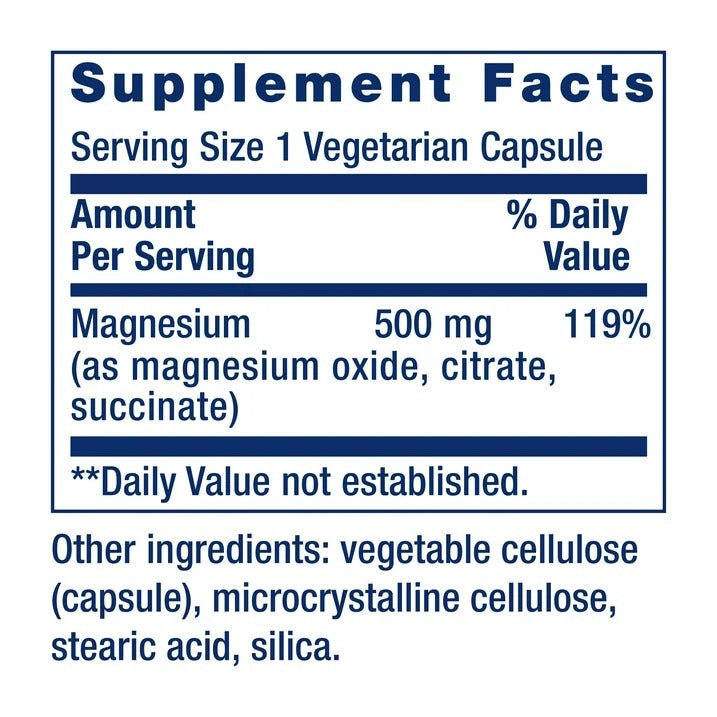 Life Extension |  Magnesio 500 mg | 100 Cápsulas Veganas |  Sueño, Músculos y Sistema Nervioso
