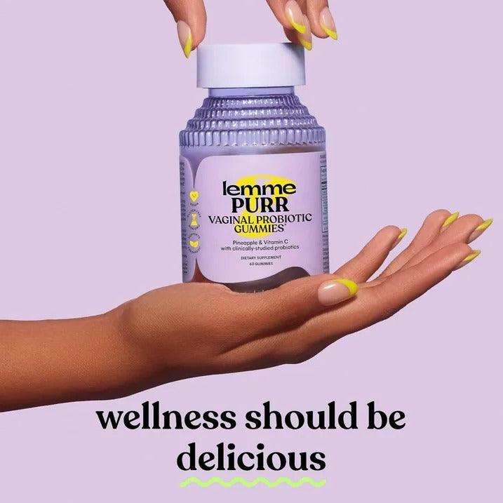 Lemme Purr | Probiótico Vaginal | 60 Gomitas Sabor Piña | Equilibrio de pH y Flora