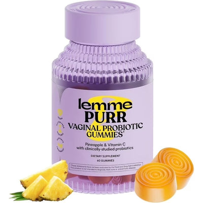 Lemme Purr | Probiótico Vaginal | 60 Gomitas Sabor Piña | Equilibrio de pH y Flora