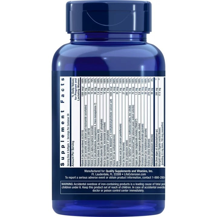 Life Extension | Multivitamínico Prenatal | 120 Cápsulas | Multivitamínico