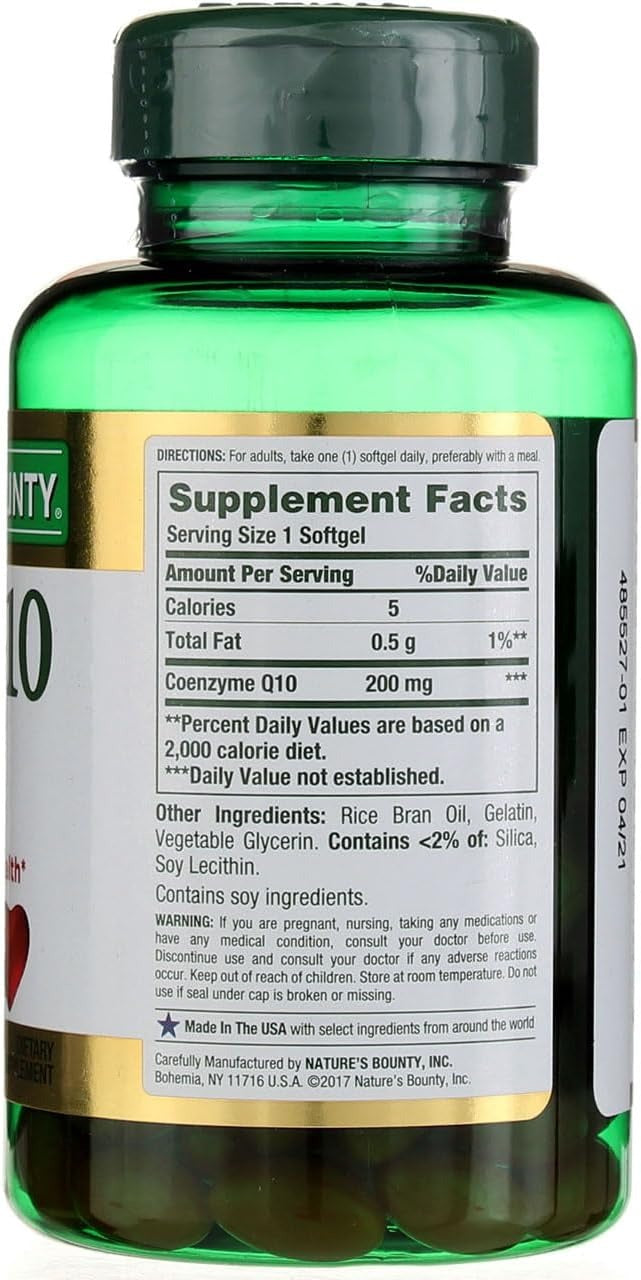 Nature's Bounty | CoQ10 200 mg | 80 Cápsulas | Salud Cardiovascular