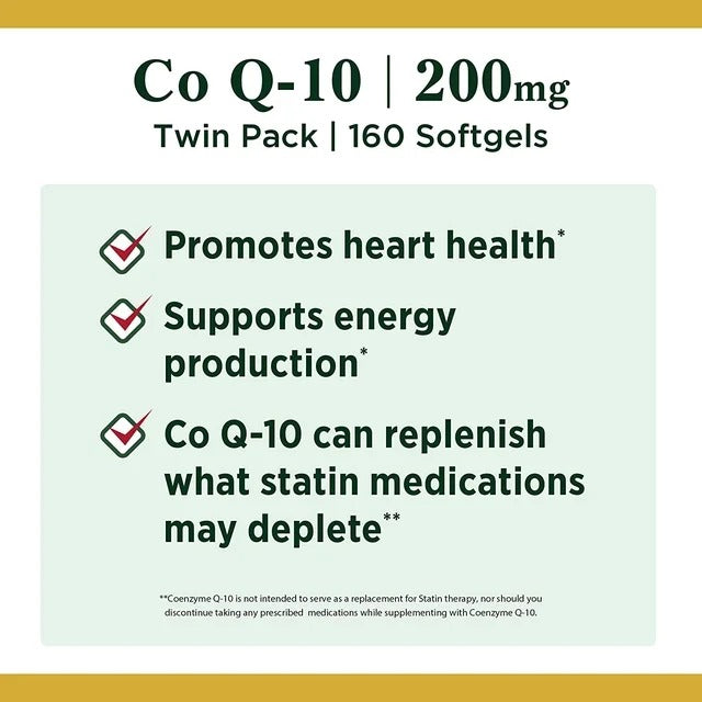 Nature's Bounty | CoQ10 200 mg | 80 Cápsulas | Salud Cardiovascular