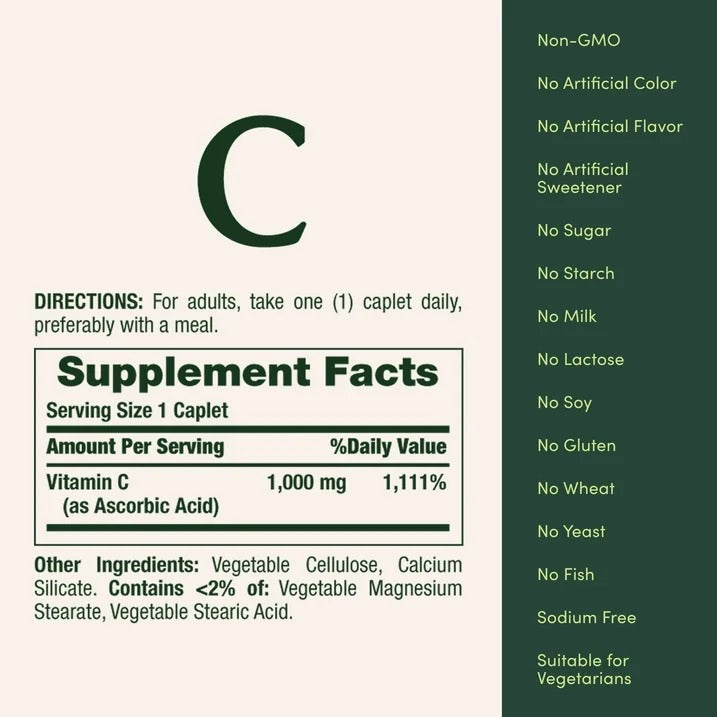 Nature’s Bounty | Vitamina C 1000 mg | 100 Tabletas | Bienestar Integral