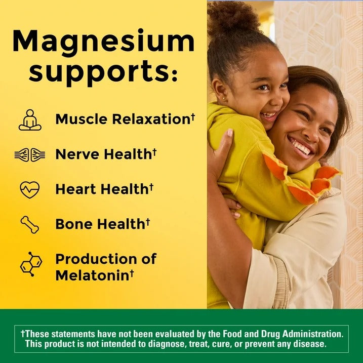 Nature Made | Glicinato de Magnesio 200 mg | 70 Cápsulas | Apoyo a la Relajación y Salud Muscular