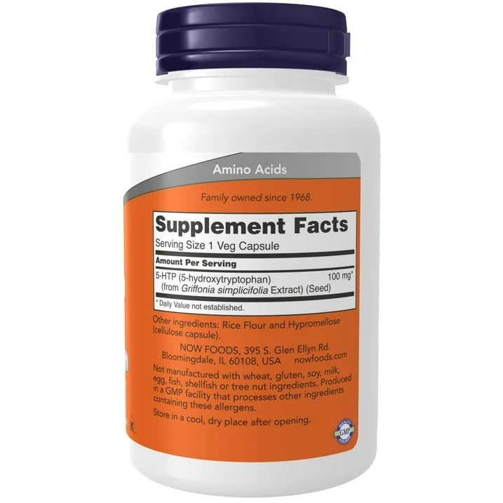 NOW Foods | 5-HTP 100 mg | 120 Cápsulas | Bienestar Emocional y Apoyo al Sueño
