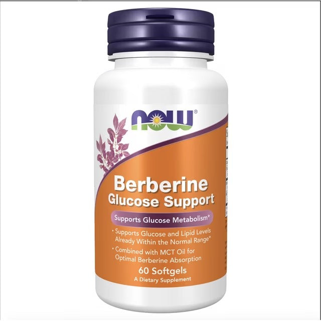 NOW Foods | Berberina con Aceite MCT para Máxima Absorción | 60 Cápsulas | Soporte Metabólico