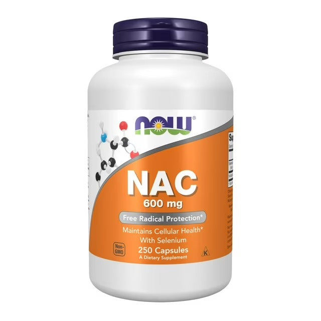 NOW Foods | NAC 600 mg con Selenio  | 250 Cápsulas Veganas | Detox