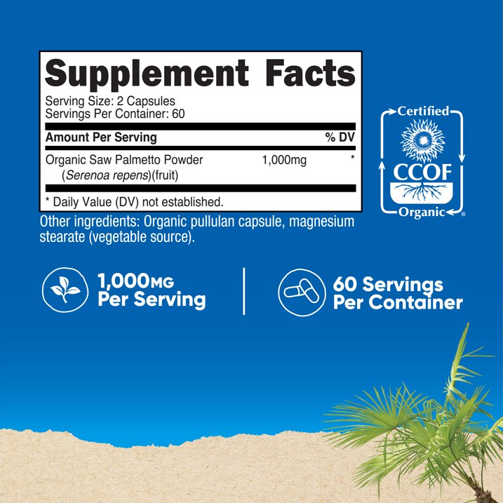 Nutricost | Saw Palmetto 1000 mg  | 120 Cápsulas | Salud Prostática y Urinaria
