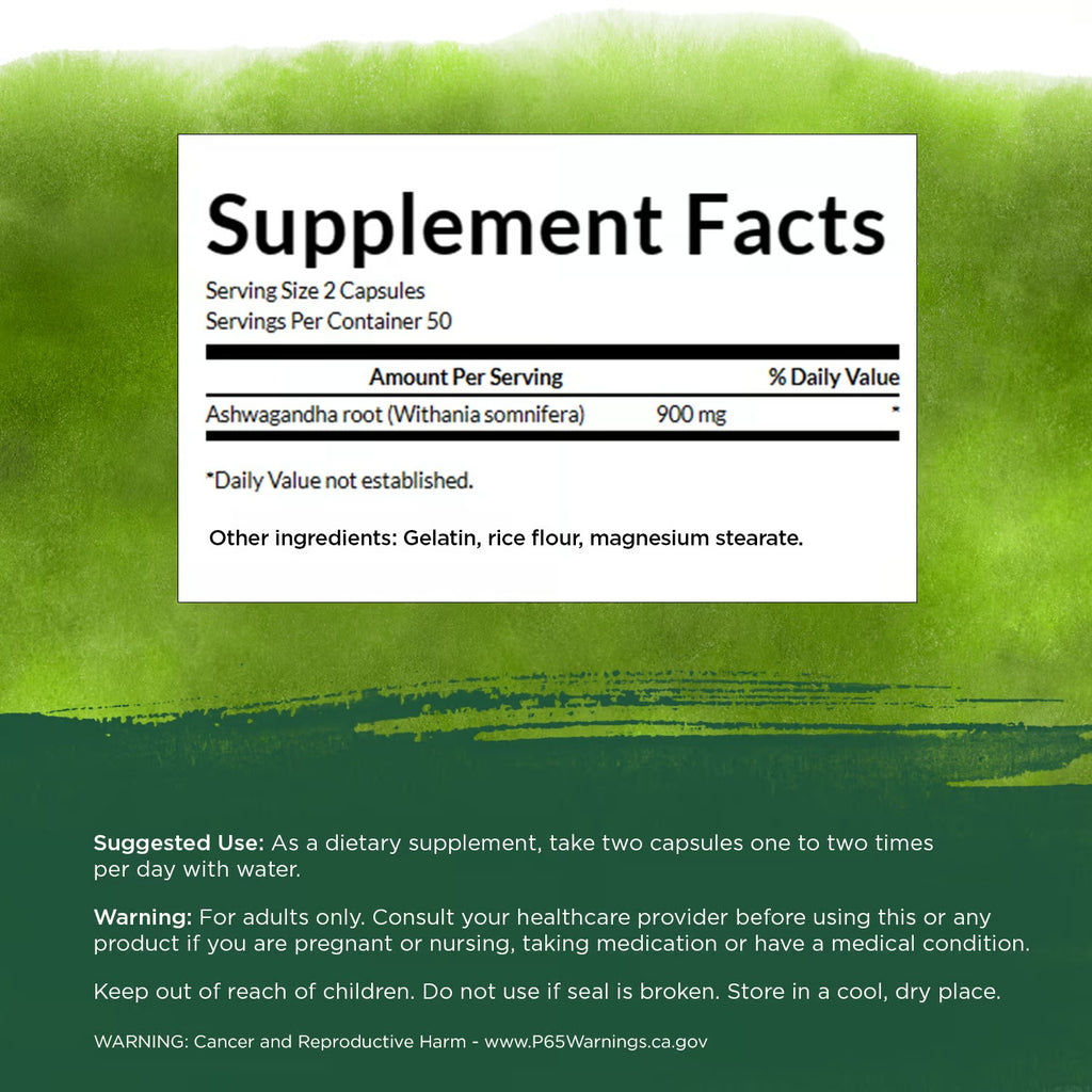 Swanson | Ashwagandha  450 mg |  100 Cápsulas | Relajación y Estrés
