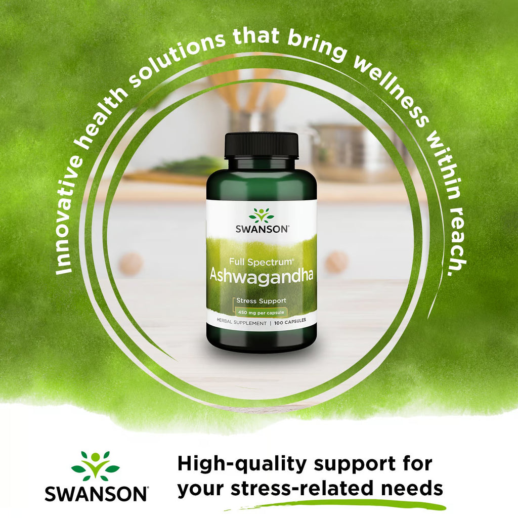 Swanson | Ashwagandha  450 mg |  100 Cápsulas | Relajación y Estrés