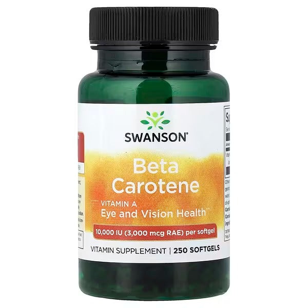 Swanson | Beta-Carotene 10,000 IU (3,000 mcg) | 250 Softgels | Apoyo Sistema Inmune y Visual