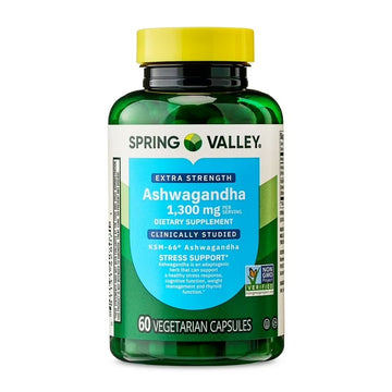 Spring Valley | Ashwagandha 1300 mg | 60 Cápsulas Vegetarianas | Estrés y Relajación