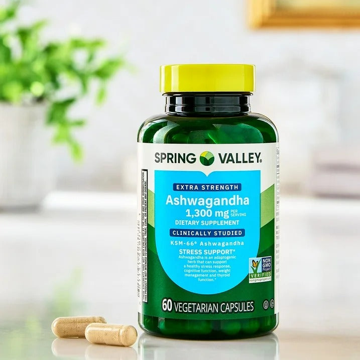 Spring Valley | Ashwagandha 1300 mg | 60 Cápsulas Vegetarianas | Estrés y Relajación