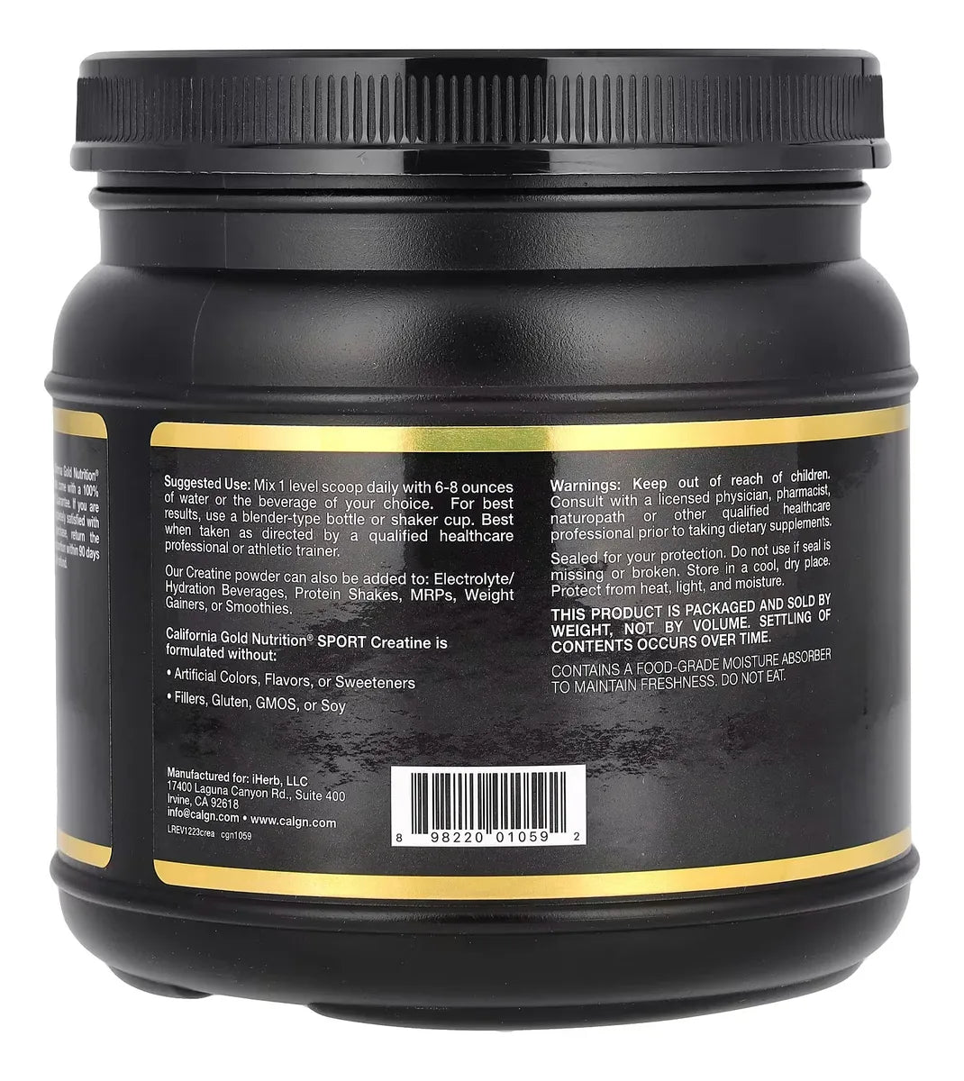 California Gold Nutrition | Monohidrato de Creatina Pura | 454 gramos (91 serv) | Resistencia muscular, Recuperación Eficiente