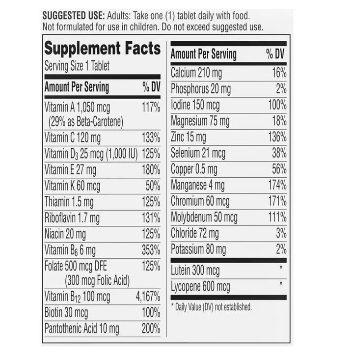 Centrum | Multivitamínico Silver Men 50+ | 65 Tabletas | Multivitamínicos
