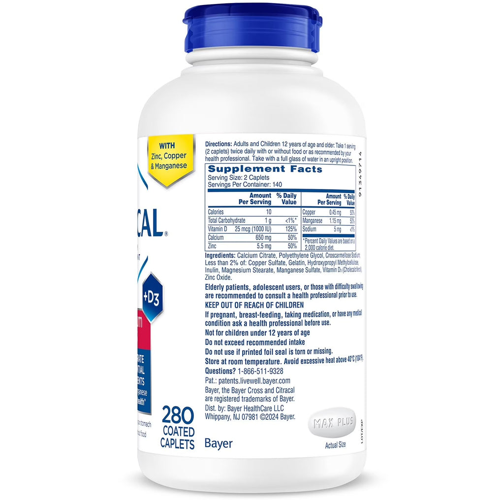 Citracal | Citrato de Calcio 630 mg | 280 Tabletas | Salud Ósea