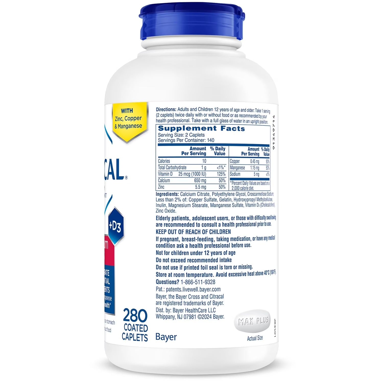 Citracal | Citrato de Calcio 630 mg | 280 Tabletas | Salud Ósea