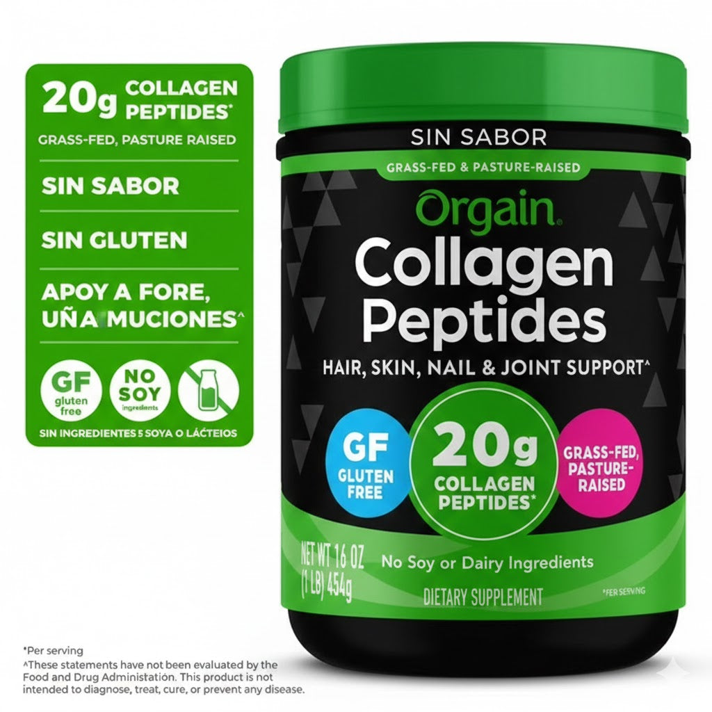 Orgain | Péptidos de Colágeno 454 g | Salud de Piel, Articulaciones y Músculos