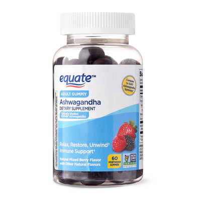 Equate | Ashwagandha 300 mg | 60 Gomitas Sabor Moras | Relajación y Estrés