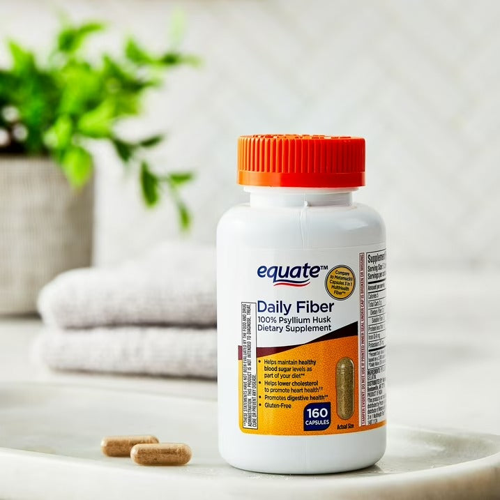 Equate | Fibra Cáscara de Psyllium | 160 Cápsulas | Salud Digestiva