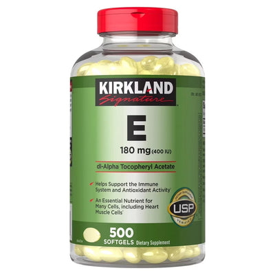 Kirkland Signature | Vitamina E 180 mg (400 IU) | 500 Softgels | Antioxidante
