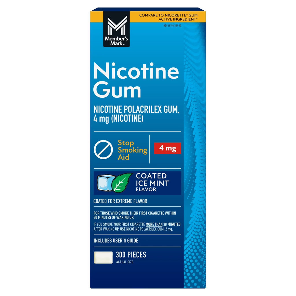 Member's Mark Chicles con Nicotina | Ice Mint | Paquete 50 Piezas 4 mg c/u | Ayuda para Dejar de Fumar