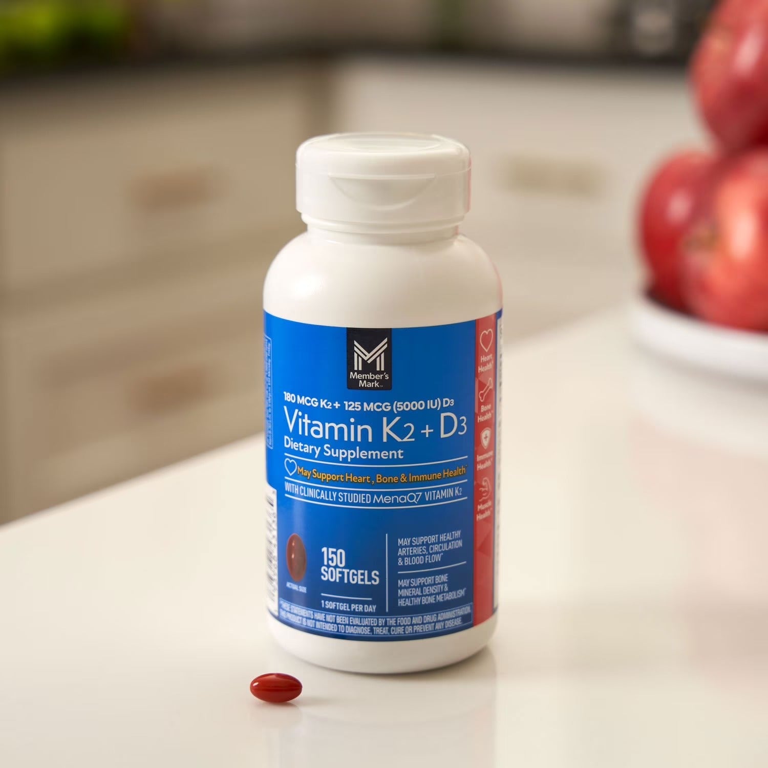 Member's Mark | Vitamina K2 + D3 | 150 Softgels | Salud Ósea y Cardiovascular