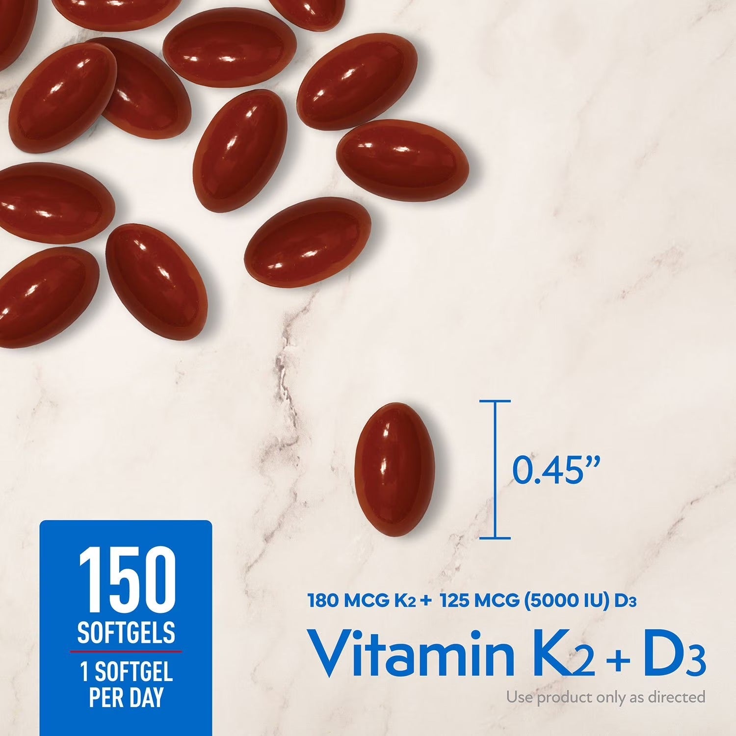 Member's Mark | Vitamina K2 + D3 | 150 Softgels | Salud Ósea y Cardiovascular