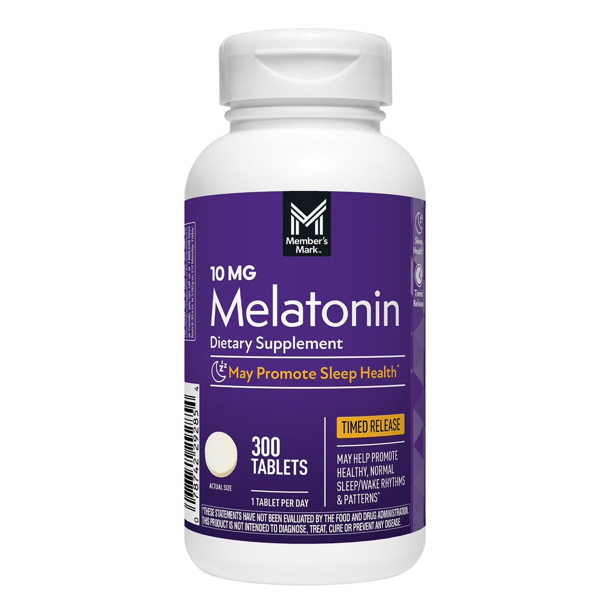 Member's Mark Melatonina Liberacion Prolongada 10 mg 300 tabletas -- timed release con vitamina B6, auxiliar para conciliar el sueno