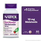 Natrol | Melatonina 10 mg | 60 Tabletas de Disolución Rápida | Apoyo para el Sueño