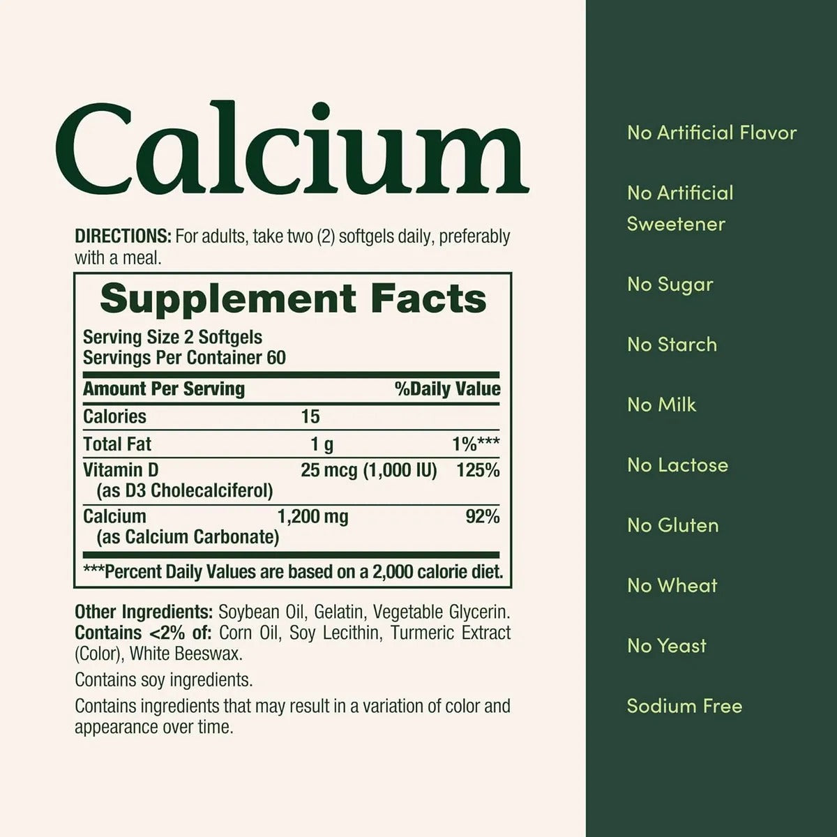 Nature’s Bounty | Calcio + Vitamina D3  1200 mg / 1000 IU | 120 Softgels | Salud Ósea e Inmunológica