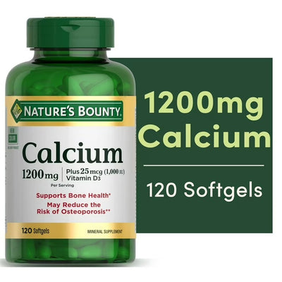 Nature’s Bounty | Calcio + Vitamina D3  1200 mg / 1000 IU | 120 Softgels | Salud Ósea e Inmunológica