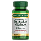 Nature's Bounty | Glicinato de Magnesio 240 mg | 60 Cápsulas | Apoyo para Relajación Muscular y Salud Ósea