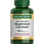 Nature's Bounty | Glicinato de Magnesio 240 mg | 180 Cápsulas | Relajación y Soporte Muscular