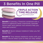 Nature's Bounty | Sleep 3, 10 mg Melatonina, 200 mg L-Teanina | 120 Tabletas | Apoyo al  Sueño