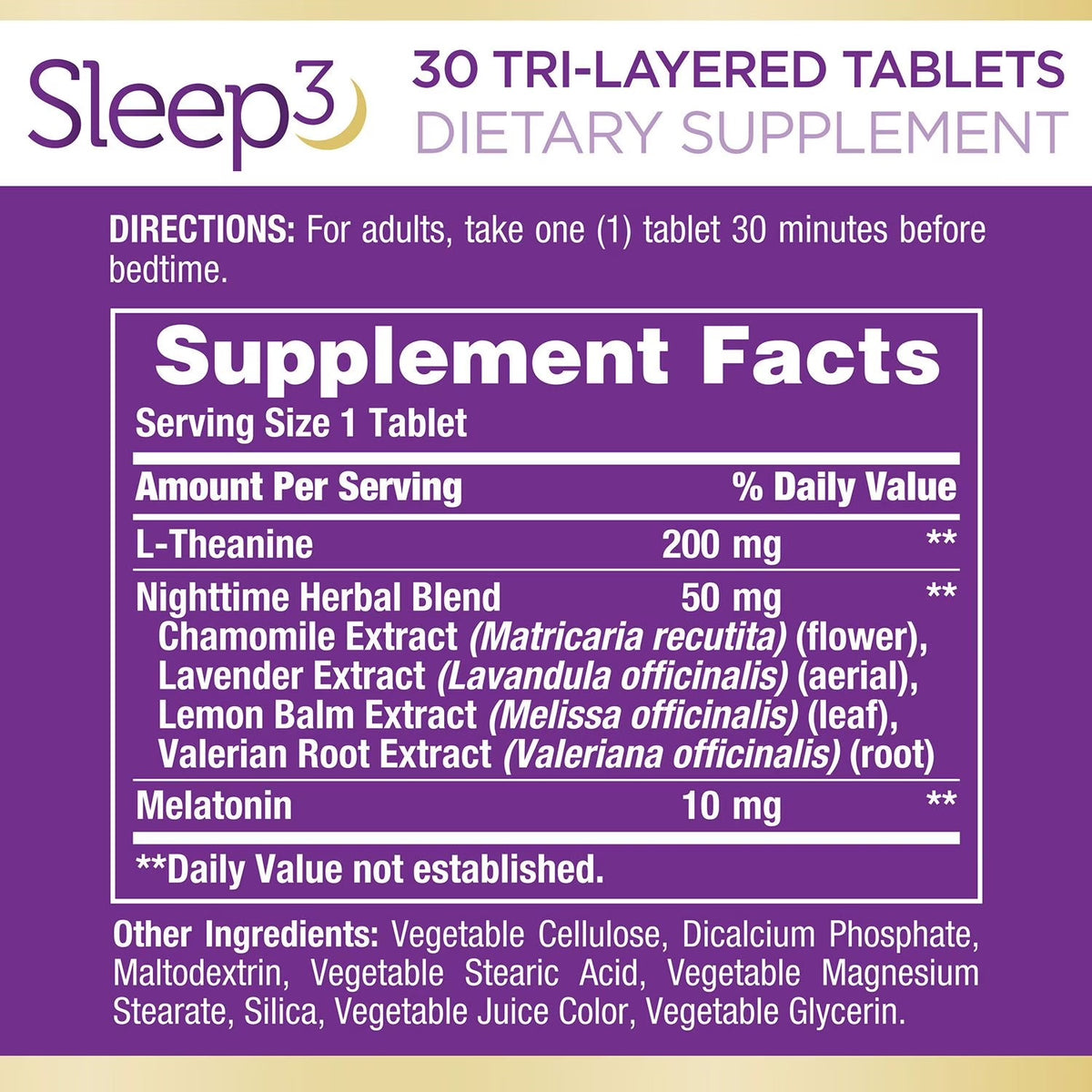 Nature's Bounty | Sleep 3, 10 mg Melatonina, 200 mg L-Teanina | 120 Tabletas | Apoyo al  Sueño
