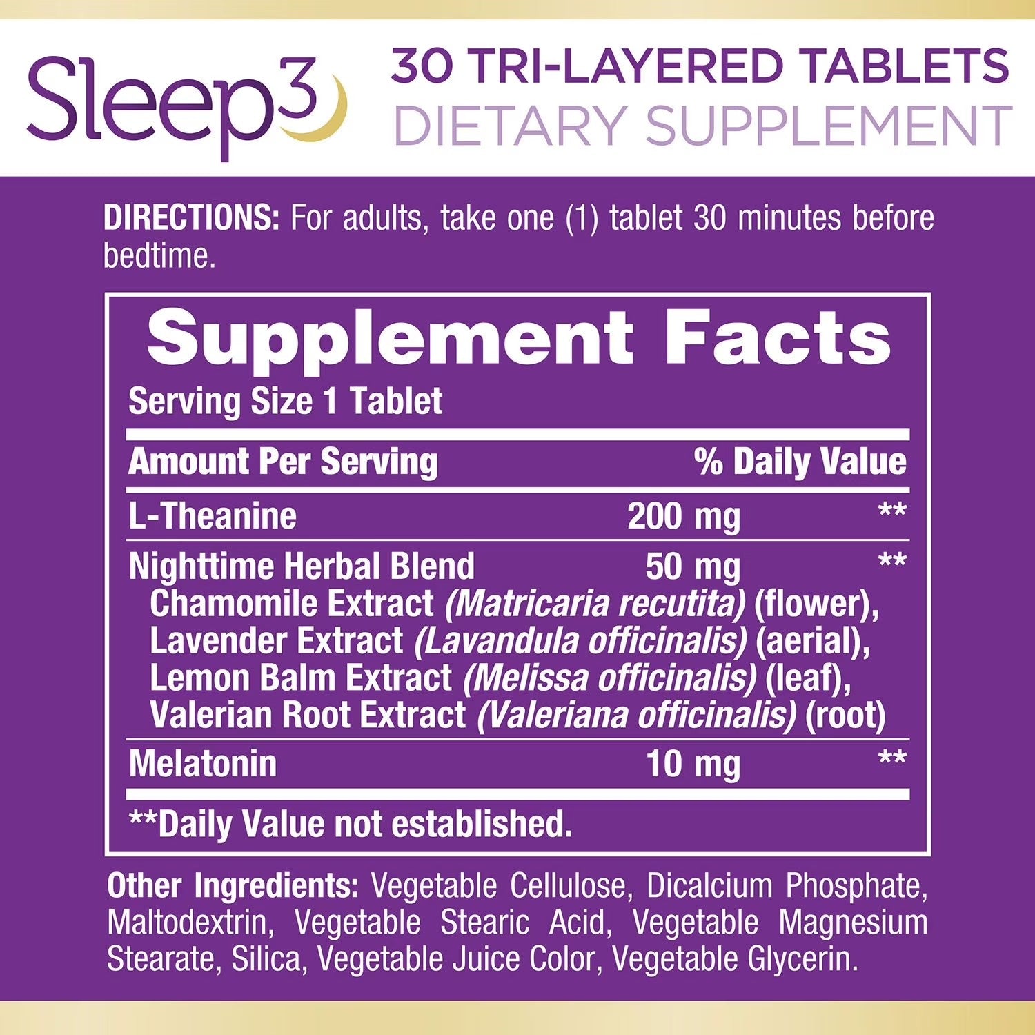 Nature's Bounty | Sleep 3, 10 mg Melatonina, 200 mg L-Teanina | 120 Tabletas | Apoyo al  Sueño