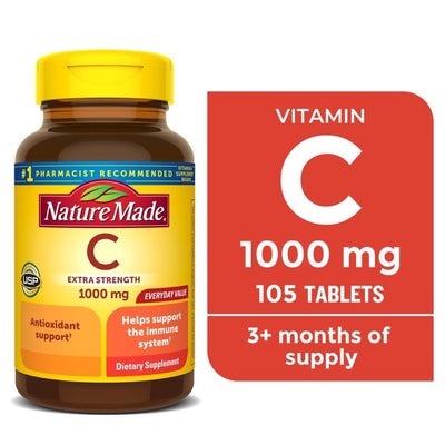 Nature Made |  Vitamina C 1000 mg | 105 Tabletas | Apoyo Inmunológico y Antioxidante