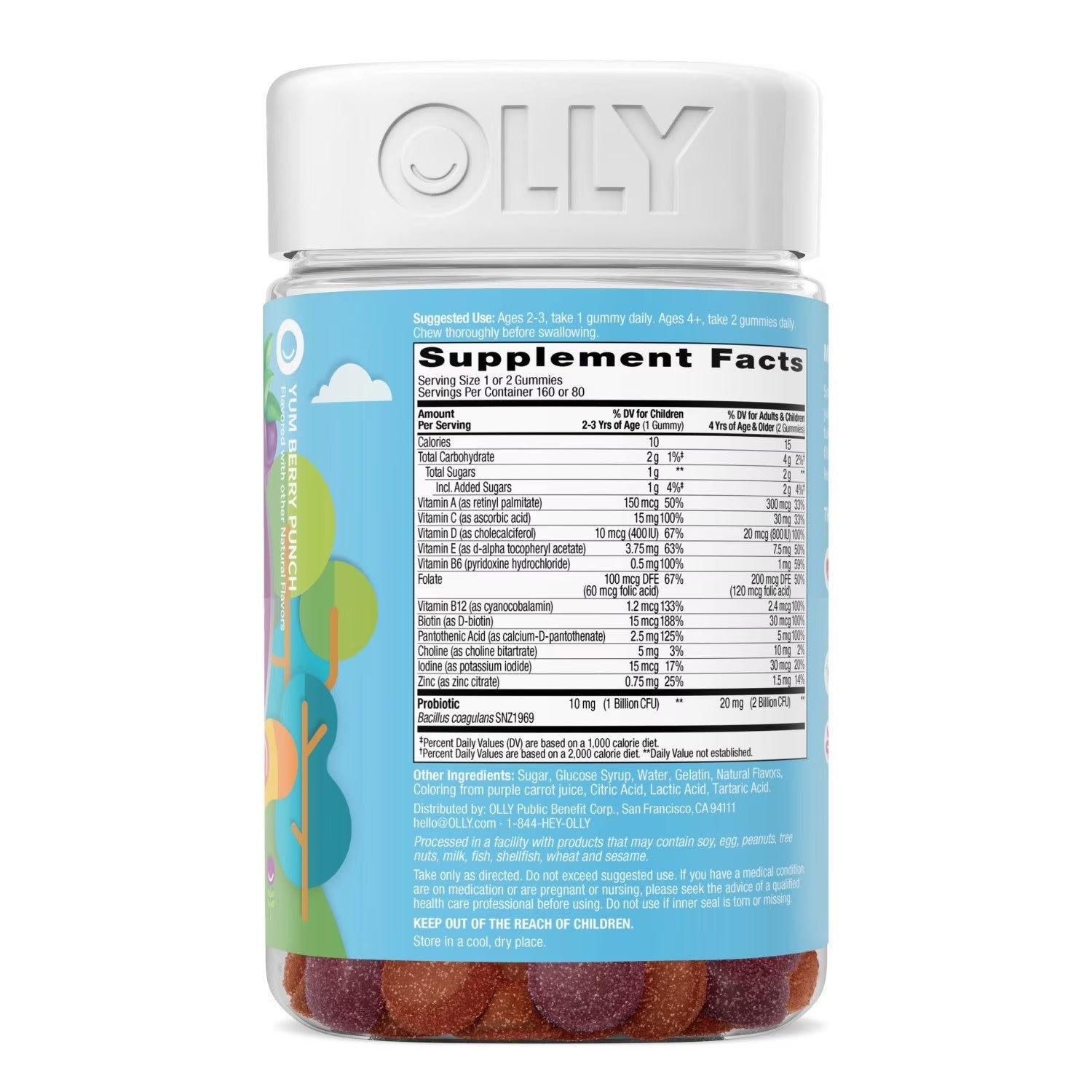 OLLY | Kids Multivitamínico y  Probiótico  | 160 Gomitas | Nutrición Infantil y Salud Digestiva